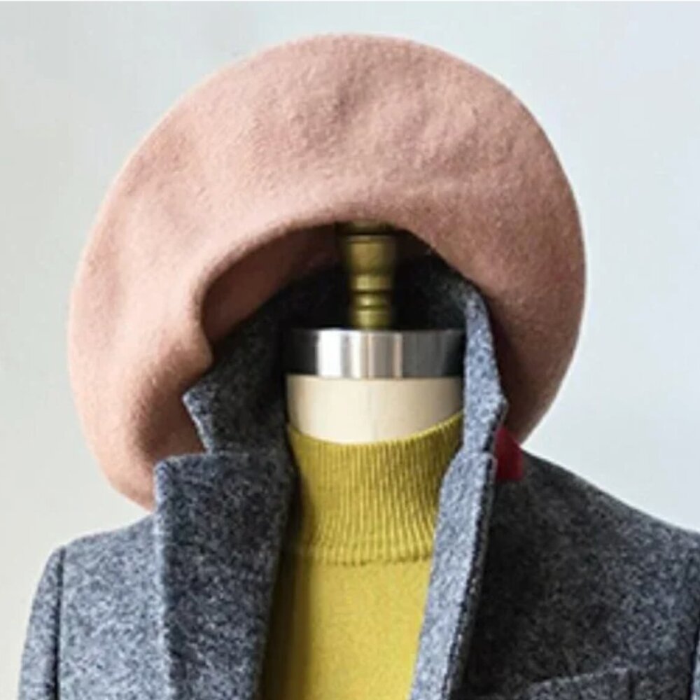 Free People Oversized French Wool Beret Hat in Light Camel